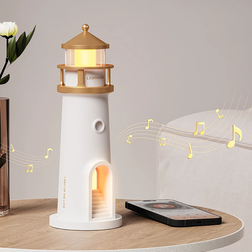 Moon Projection Night Lights Lighthouse Ambient Lights Dimmable Bluetooth Music Motion Sensor Desktop Decor Light Christmas Gift