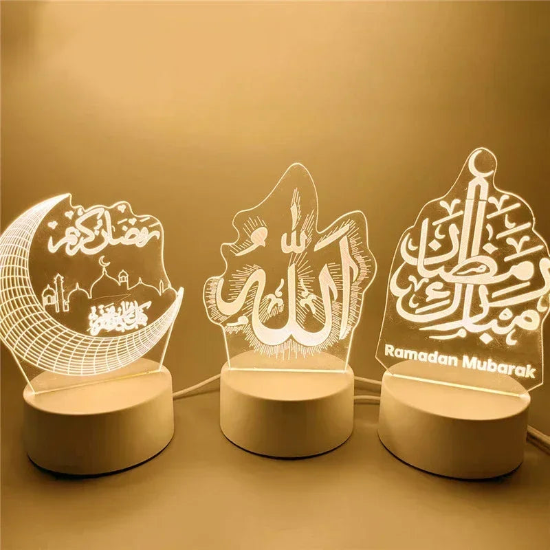 2025 Ramadan Decoration for Home USB 3D LED Night Light Eid Mubarak Table , Gifts