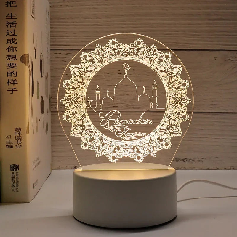 2025 Ramadan Decoration for Home USB 3D LED Night Light Eid Mubarak Table , Gifts