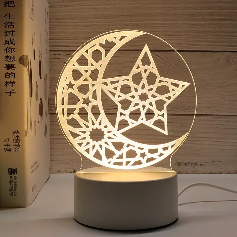 2025 Ramadan Decoration for Home USB 3D LED Night Light Eid Mubarak Table , Gifts
