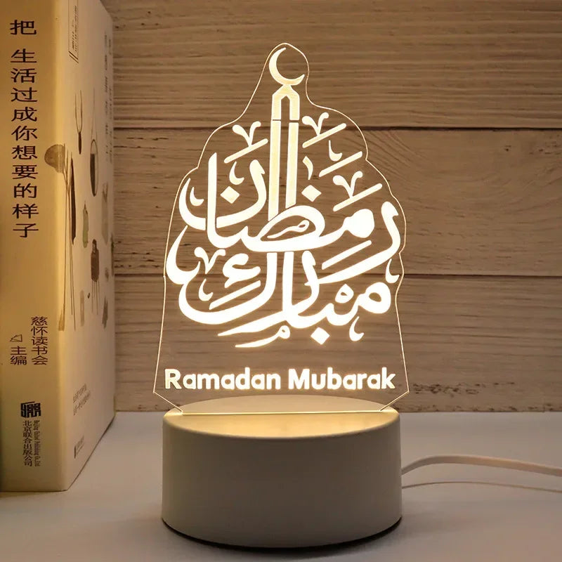 2025 Ramadan Decoration for Home USB 3D LED Night Light Eid Mubarak Table , Gifts