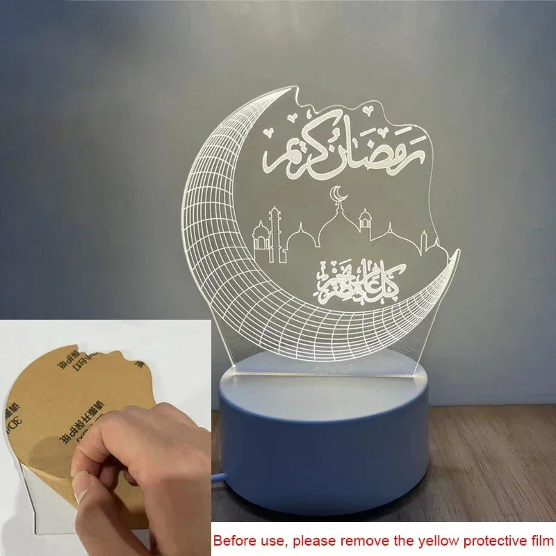 2025 Ramadan Decoration for Home USB 3D LED Night Light Eid Mubarak Table , Gifts