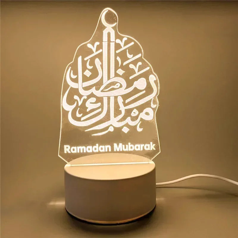 2025 Ramadan Decoration for Home USB 3D LED Night Light Eid Mubarak Table , Gifts