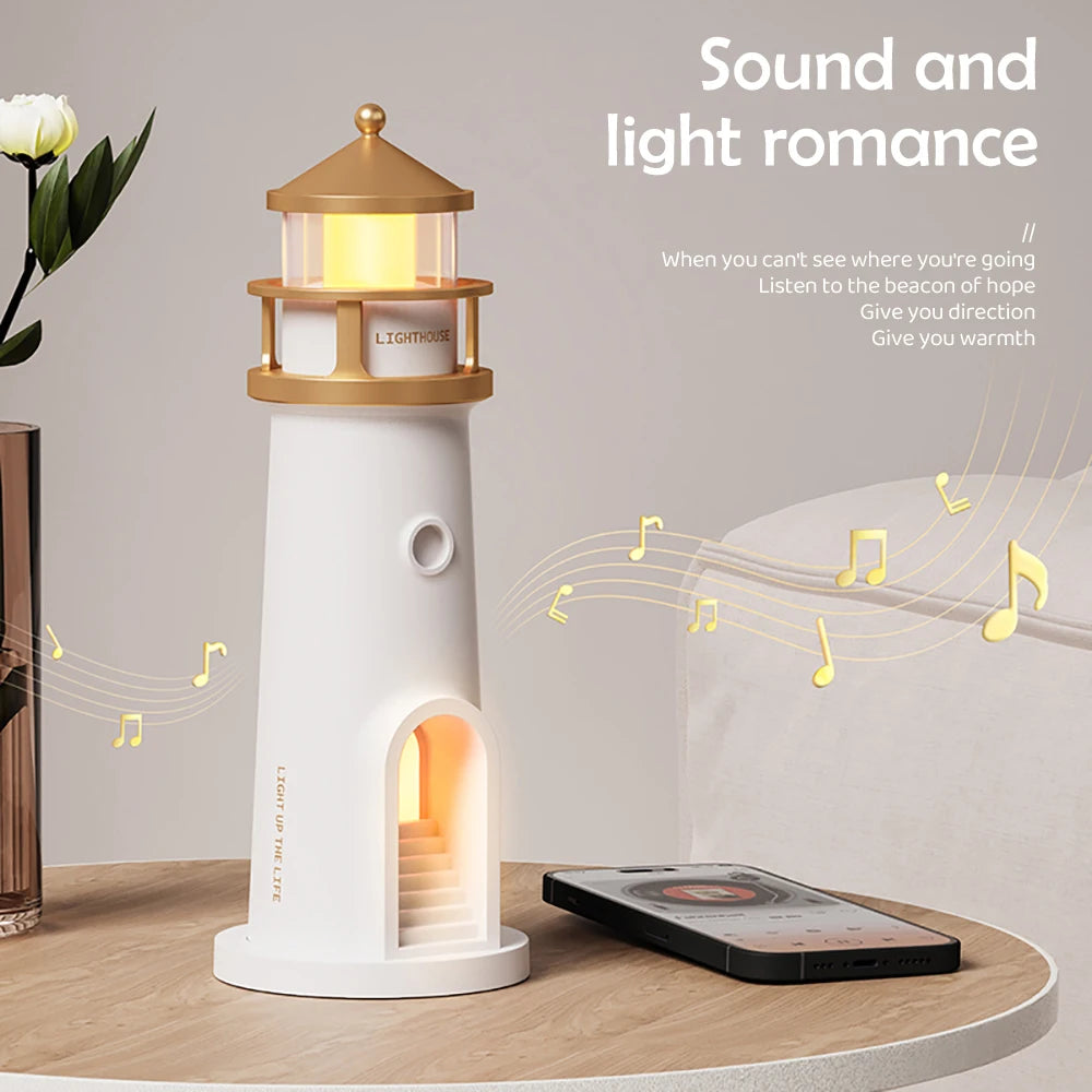 Moon Projection Night Lights Lighthouse Ambient Lights Dimmable Bluetooth Music Motion Sensor Desktop Decor Light Christmas Gift