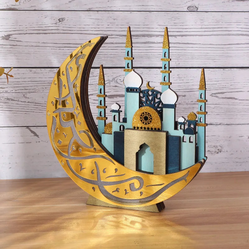 Ramadan Moon 3D Wood, LED, Warm White Night New 2025