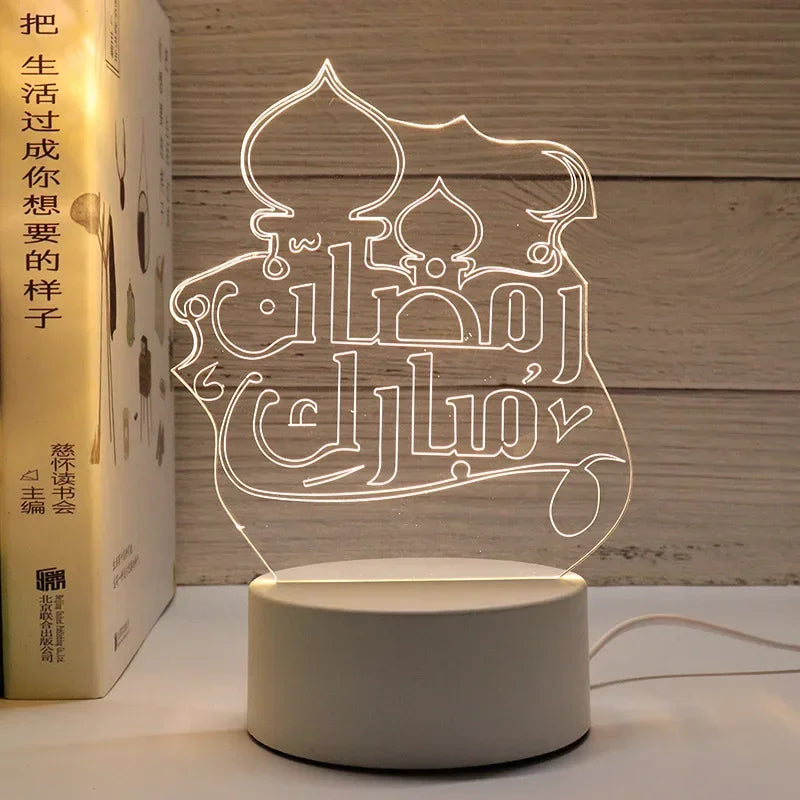 2025 Ramadan Decoration for Home USB 3D LED Night Light Eid Mubarak Table , Gifts