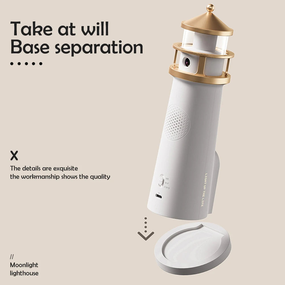 Moon Projection Night Lights Lighthouse Ambient Lights Dimmable Bluetooth Music Motion Sensor Desktop Decor Light Christmas Gift