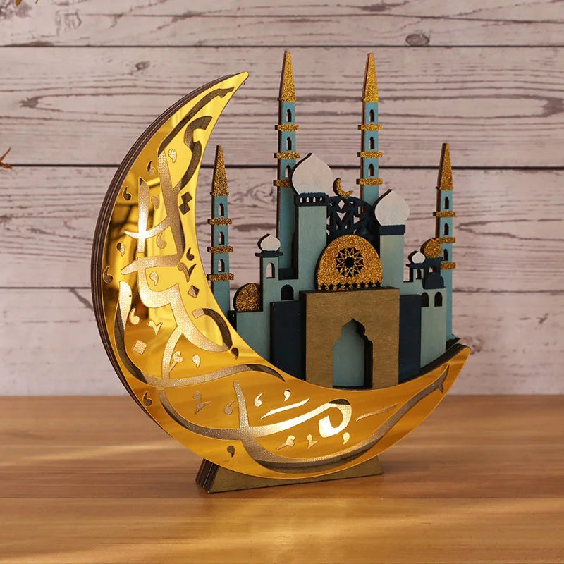 Ramadan Moon 3D Wood, LED, Warm White Night New 2025