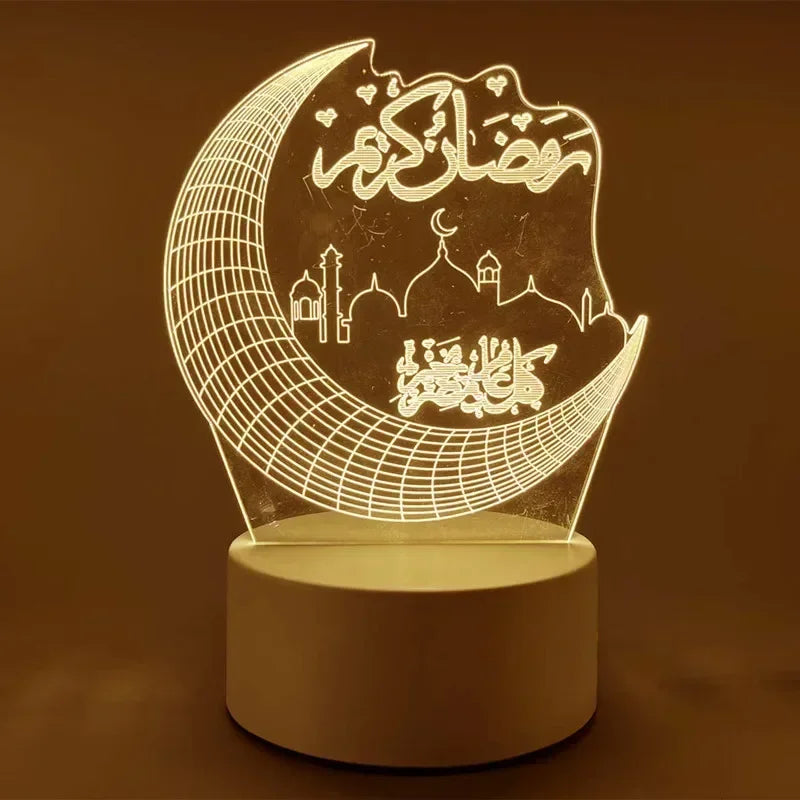 2025 Ramadan Decoration for Home USB 3D LED Night Light Eid Mubarak Table , Gifts
