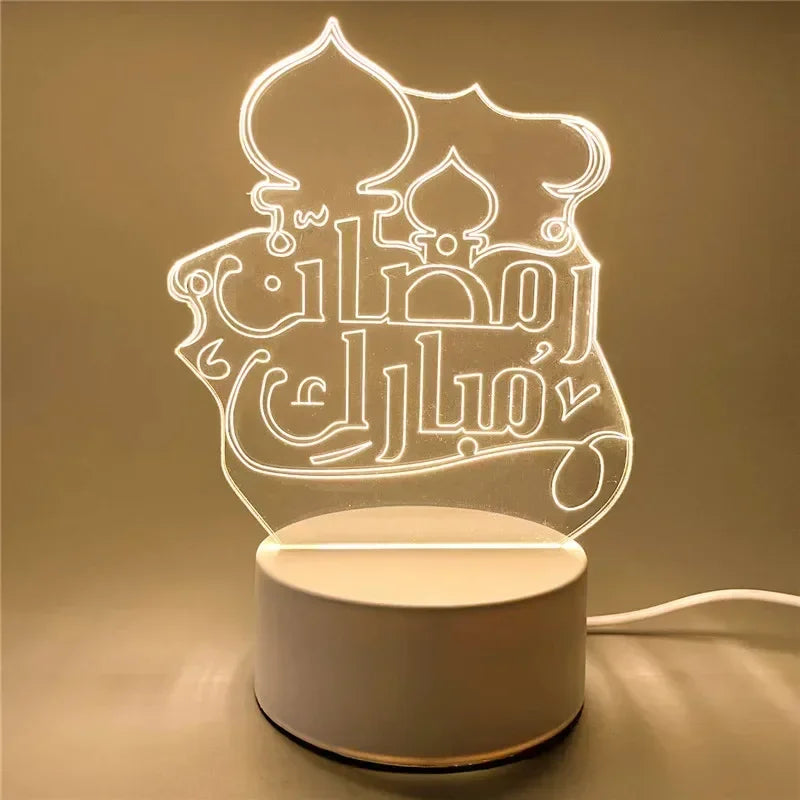 2025 Ramadan Decoration for Home USB 3D LED Night Light Eid Mubarak Table , Gifts