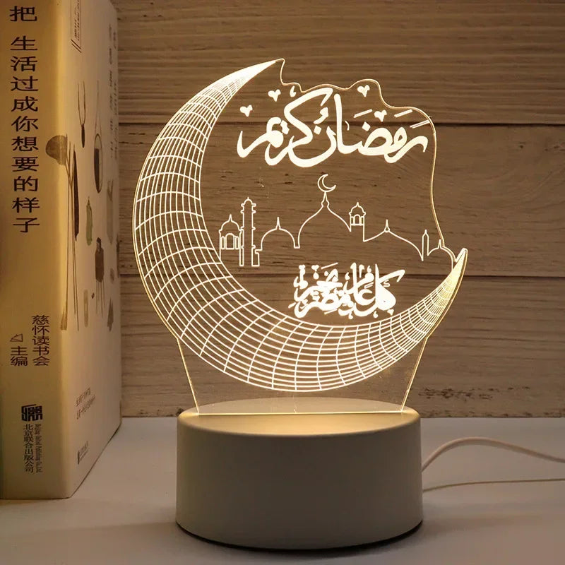 2025 Ramadan Decoration for Home USB 3D LED Night Light Eid Mubarak Table , Gifts