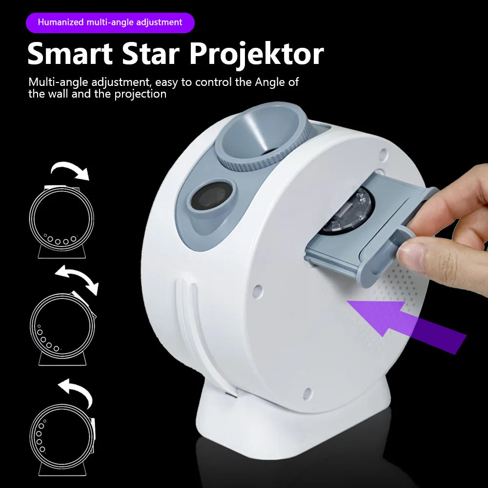 Galaxy Star Bluetooth Projector Night Light For Bedroom 8 Films HD Star Projector Lamp with 360° Rotating for Party Decor