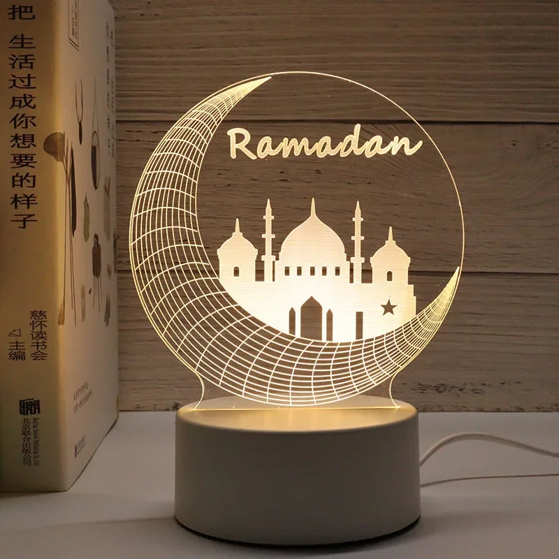 2025 Ramadan Decoration for Home USB 3D LED Night Light Eid Mubarak Table , Gifts