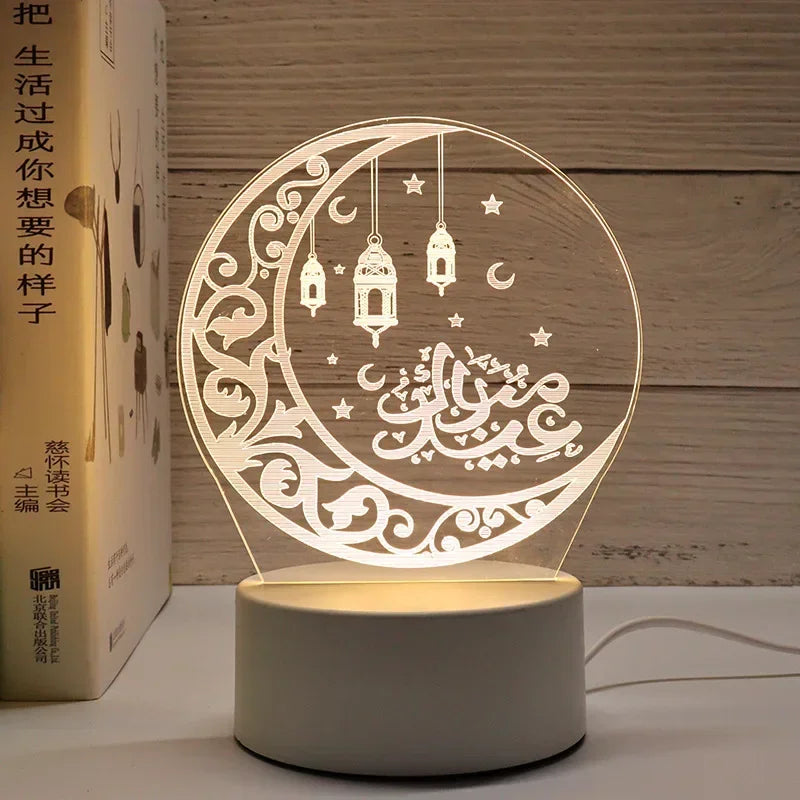2025 Ramadan Decoration for Home USB 3D LED Night Light Eid Mubarak Table , Gifts