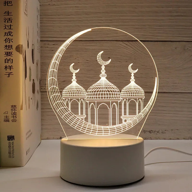 2025 Ramadan Decoration for Home USB 3D LED Night Light Eid Mubarak Table , Gifts