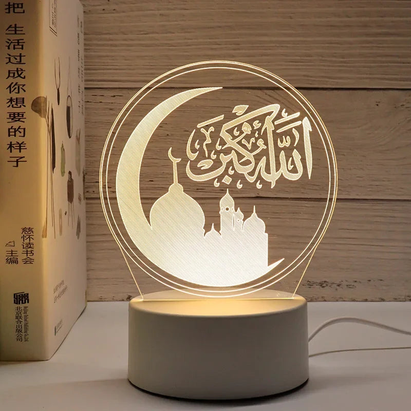 2025 Ramadan Decoration for Home USB 3D LED Night Light Eid Mubarak Table , Gifts