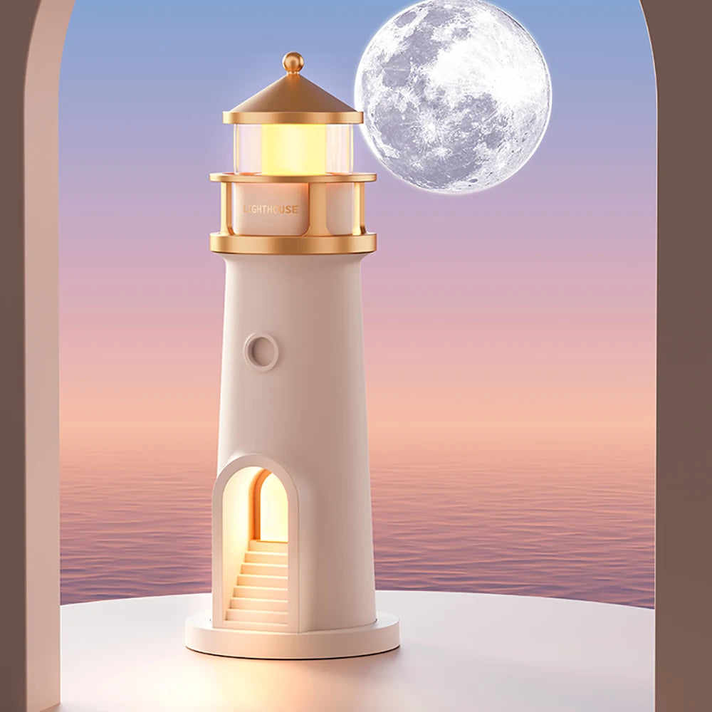 Moon Projection Night Lights Lighthouse Ambient Lights Dimmable Bluetooth Music Motion Sensor Desktop Decor Light Christmas Gift