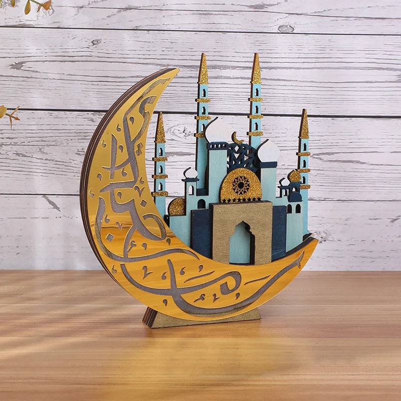Ramadan Moon 3D Wood, LED, Warm White Night New 2025