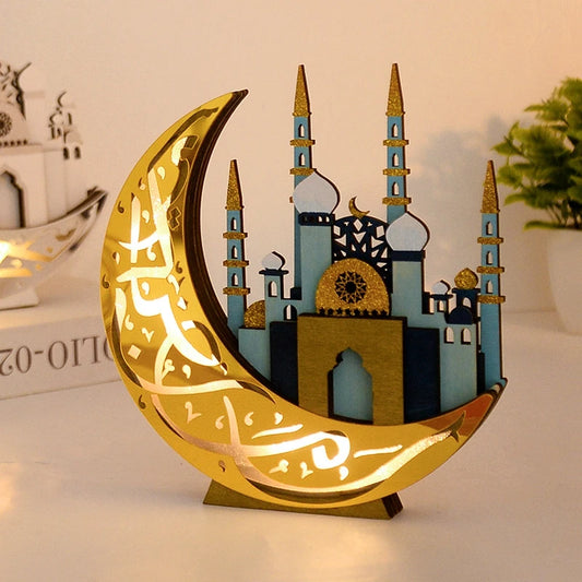 Ramadan Moon 3D Wood, LED, Warm White Night New 2025