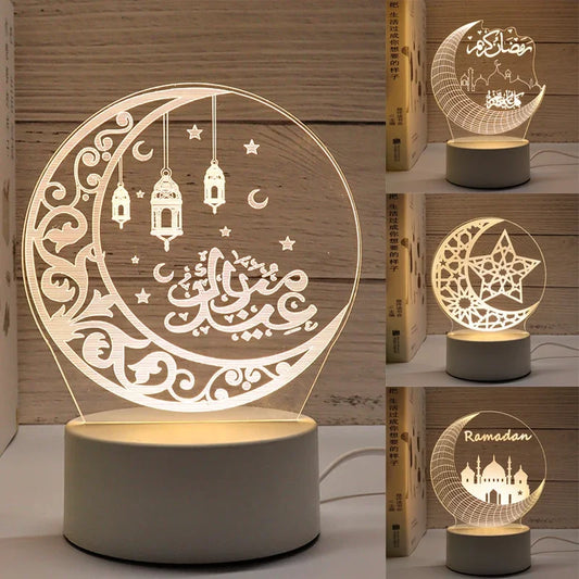 2025 Ramadan Decoration for Home USB 3D LED Night Light Eid Mubarak Table , Gifts